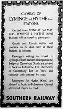 Southern Railway. Notification of war-time Closure of Stations. (Ref: 031764)