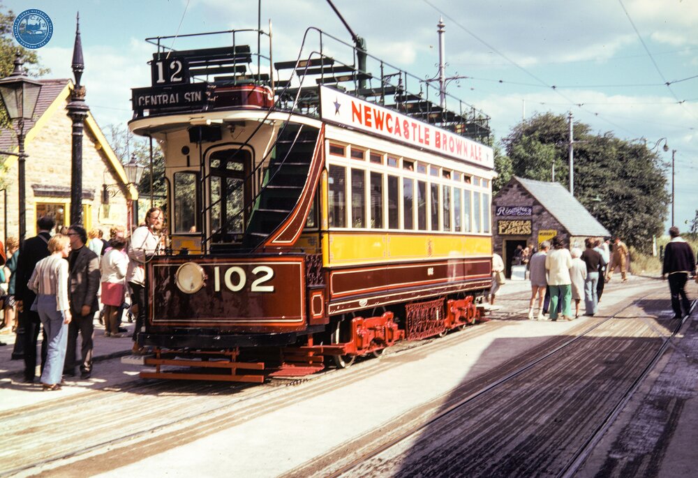 Crich Tramway Museum. Newcastle Corporation Tramcar No 102. 29 June 1975