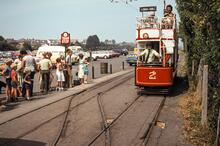 Tram No. 2 arriving at Seaton terminus. 22 July 1984