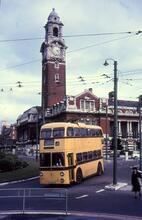 Bournemouth Corporation trolleybus at Lansdowne by Bath Road. 02 April 1968