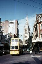 Bournemouth Corporation trolleybuses in Gervis Place by Westover Road. 02 April 1968 