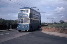 Bradford Corporation trolleybus Reg. No. CBX 601, Fleet No. 778, on Route 37 (Clayton) in Pasture Lane, Clayton . 12 May 1968