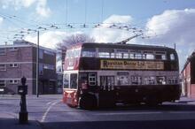 Reading Corporation trolleybus Reg. No. VRD 192, Fleet No. 192 turning at Wokingham Road terminus near Holmes Road. 17 March 1968