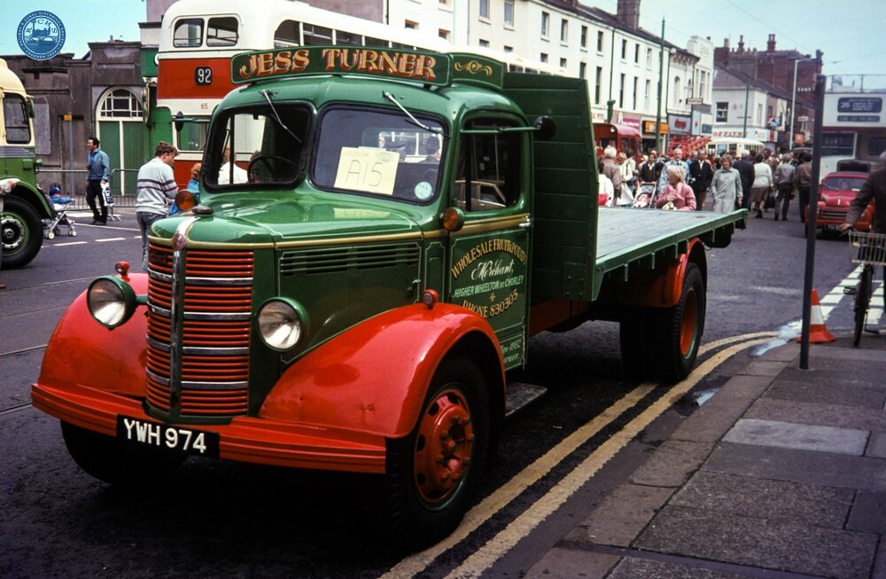 Bedford OS Type Flat Bed Lorry Reg: YWH 974 at the Fleetwood Festival of Transport.
