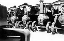 Four Burrell Traction Engines on display near Garstang.